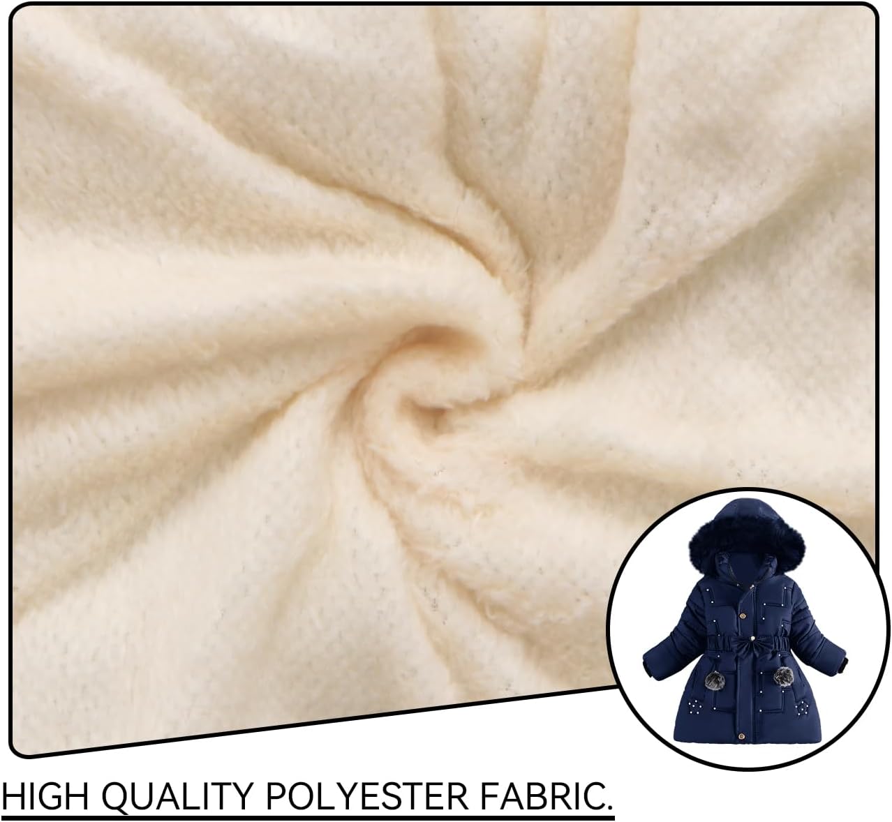 Girls Winter Dress Coats Faux Fur Hooded Fleece Jackets Waterproof Parka Outwear