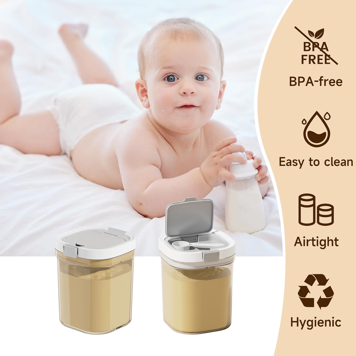 Formula Container to go-1300ml Travel Dispenser BPA Free Airtight Container with Spoon and Layered