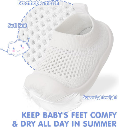 Baby Walking Shoes Toddler Girl Boy Soft Sole Breathable Mesh Slip on Summer Wide Shoes Infant Flexible Lightweight Non-Slip Safer Causal Tennis Shoes Toddler First Walkers Shoes Rubber Soles Outdoor