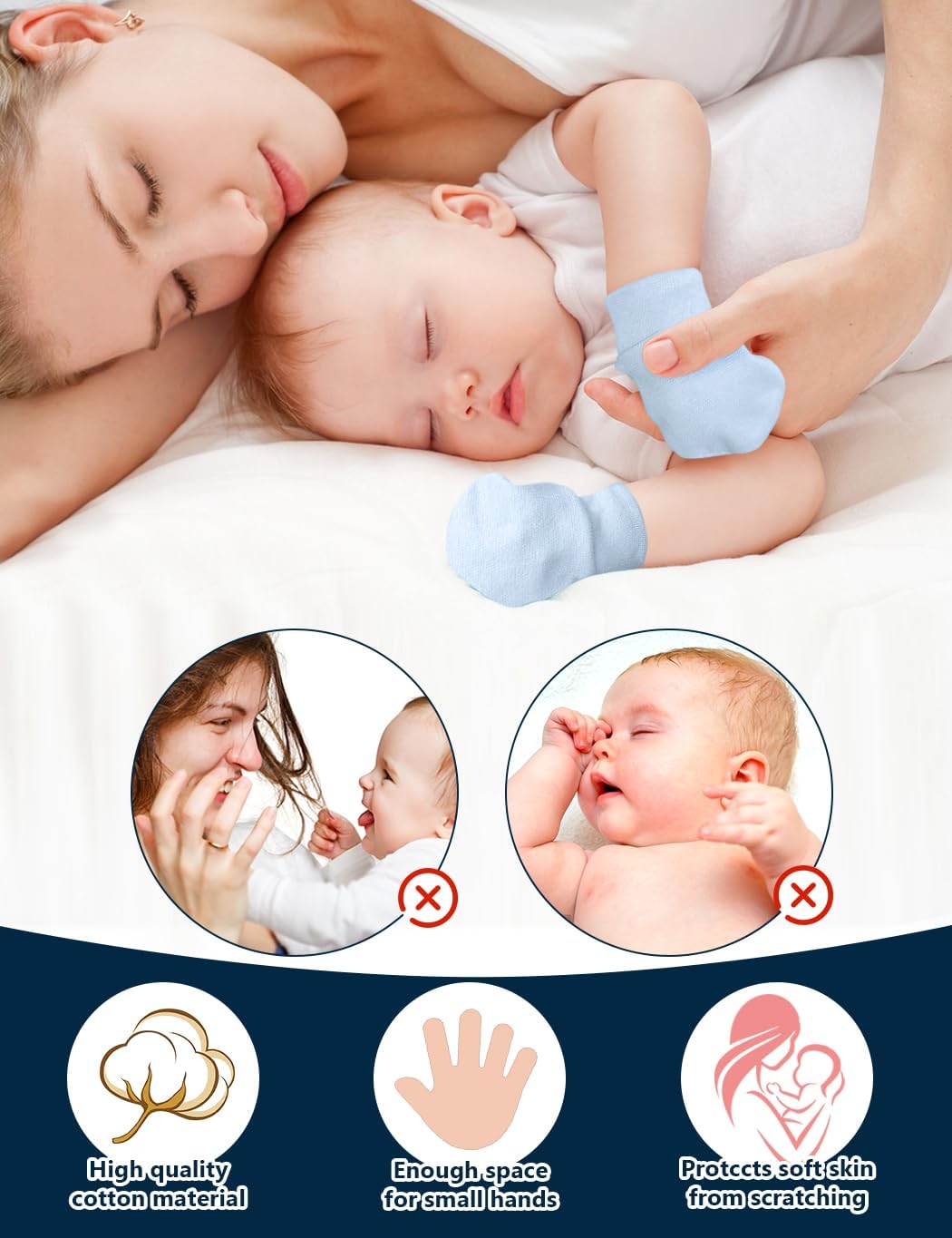 Cute Baby Mittens Newborn, No Scratch Baby Boy Mittens, Baby Girl Hat Gloves for Toddlers, Infant, Newborn