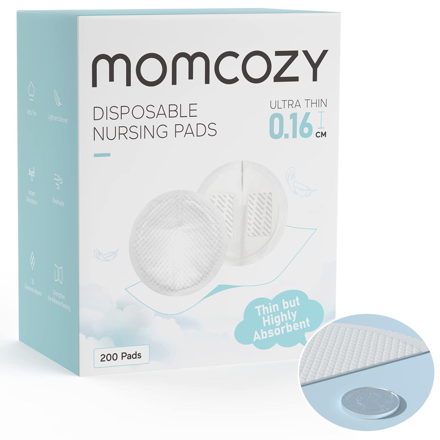 Momcozy Ultra-Thin Disposable Nursing Pads, Ultra-Absorbent and Breathable Portable Breast Pads