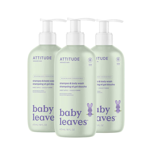 ATTITUDE 2-in-1 Shampoo and Body Wash for Baby, EWG Verified, Dermatologically Tested, Made with