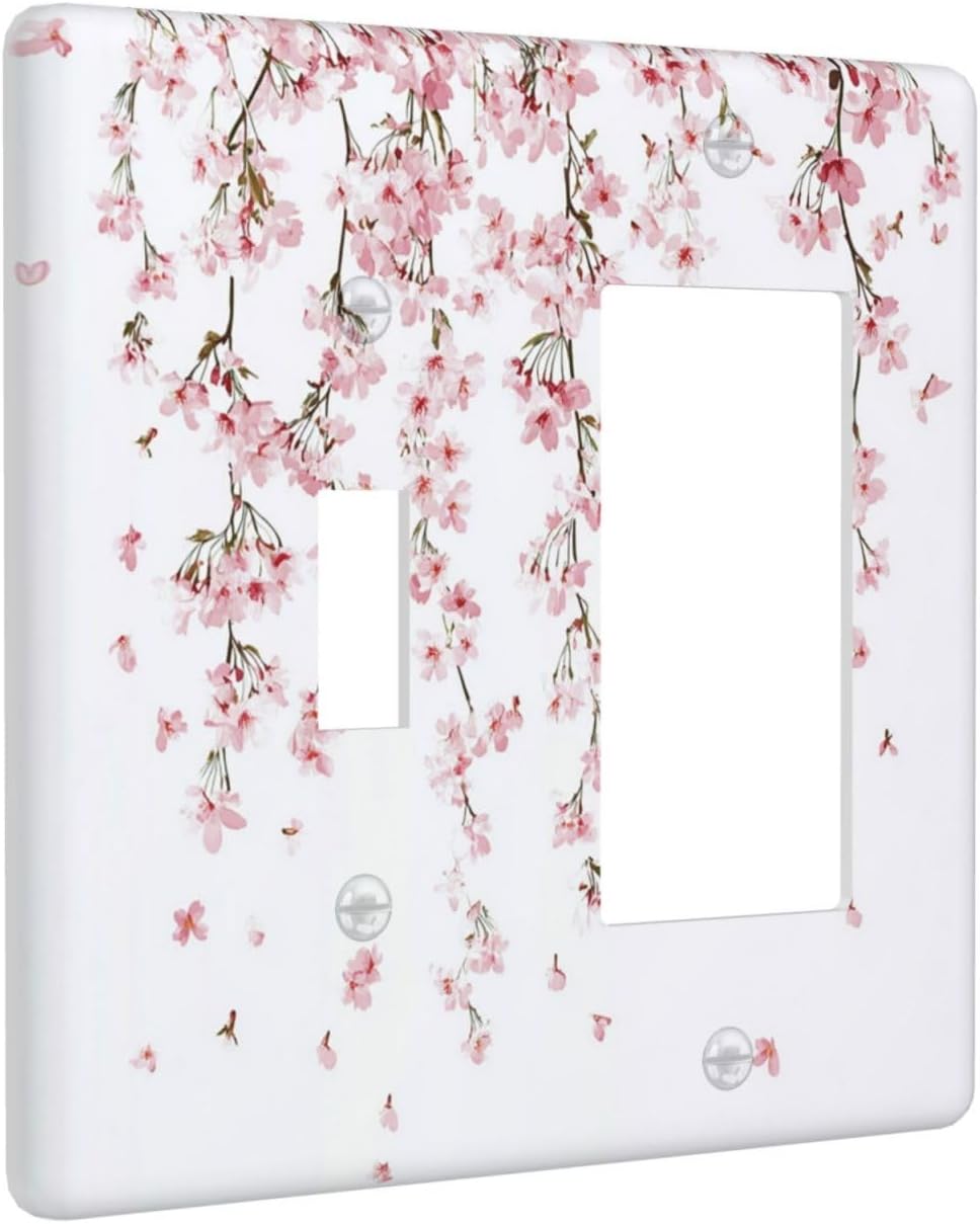 Outlet Covers Sakura Plant Floral Pink Flowers 1 Toggle 1 Rocker Combination Decorative Wall Plate