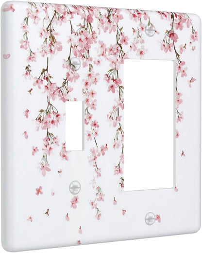 Outlet Covers Sakura Plant Floral Pink Flowers 1 Toggle 1 Rocker Combination Decorative Wall Plate
