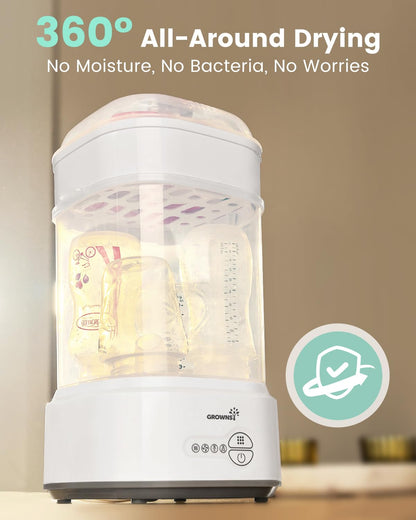 GROWNSY Bottle Sterilizer and Dryer, Compact Electric Steam Baby Bottle Sterilizer (Esterilizador