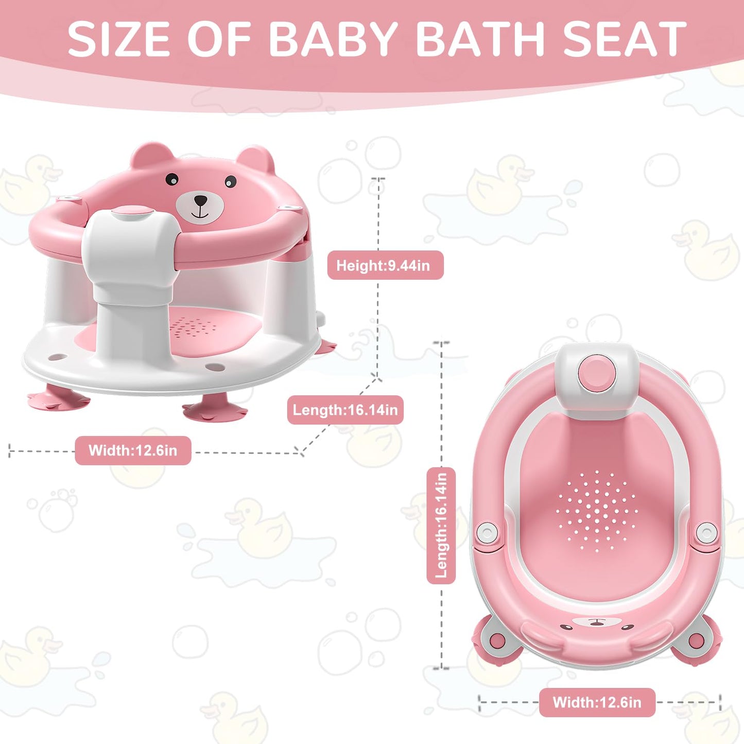 Baby Bath Seat for Babies 6 Months & up, Non-Slip Toddler Bath Seats for Babies Sitting Up, Safe