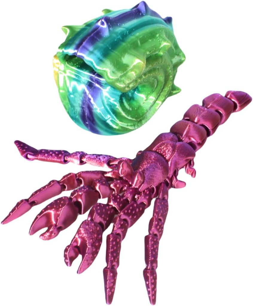 Cute Hermit Crab With Shell With Bracelets Fun Articulated Fidget Toy 3D Printed Desk Sculpture Basket Stuffers