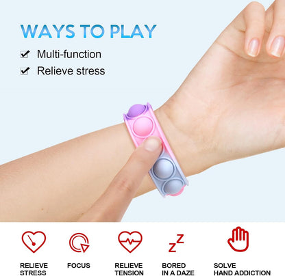 30 PCS Pop Bracelet it Fidget Toys Pack, Fidget Bracelet Birthday Party Gifts, Decompression Wristband with Autistic & ADHD,Fidget Wristband as Return Gifts for Kids, Fidgets Novelty Girls Toys