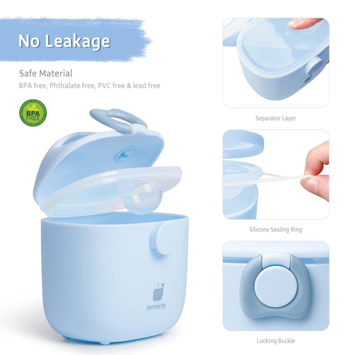 Termichy Baby Formula Dispenser, Portable Milk Powder Dispenser Container with Carry Handle and