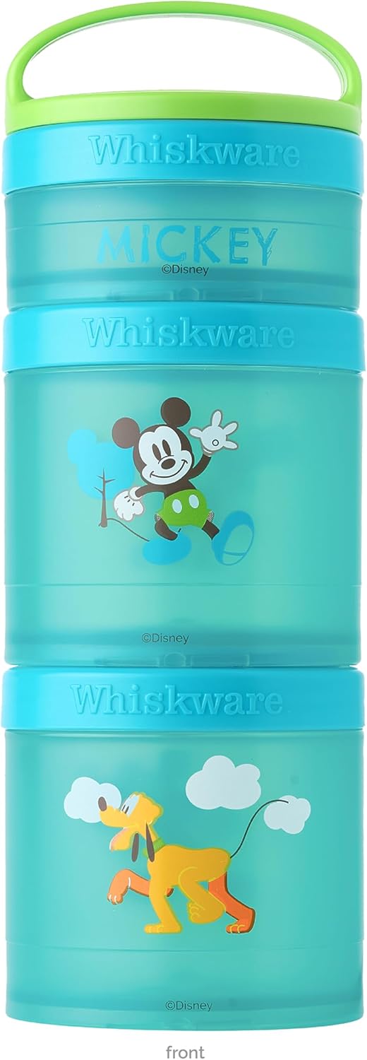 Whiskware Disney Stackable Snack Containers for Kids and Toddlers, 3 Stackable Snack Cups for