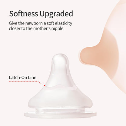 Pigeon Silicone Nipple (M) with Latch-On Line, Natural Feel, 3+ Months, 4 Counts