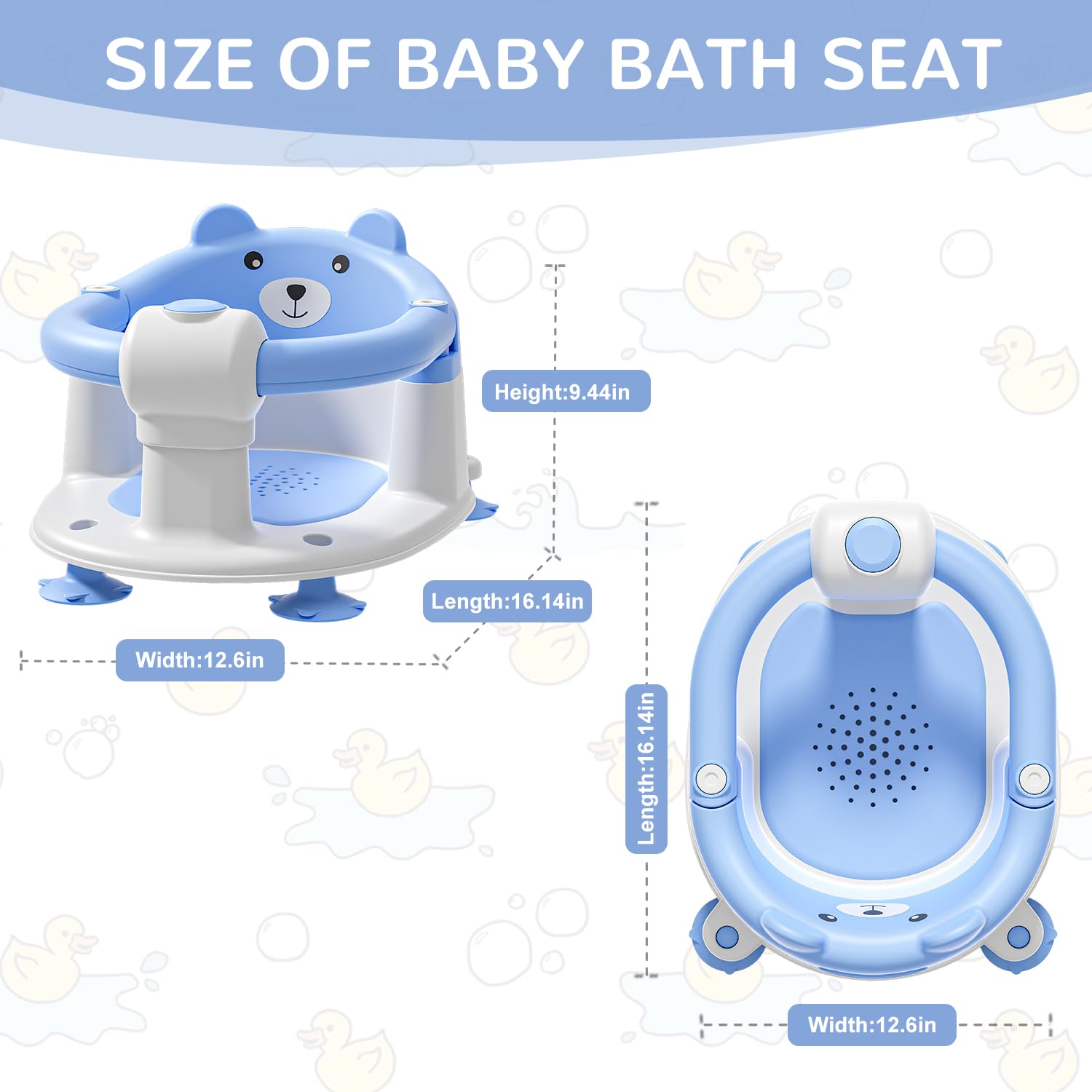 Baby Bath Seat for Babies 6 Months & up, Non-Slip Toddler Bath Seats for Babies Sitting Up, Safe