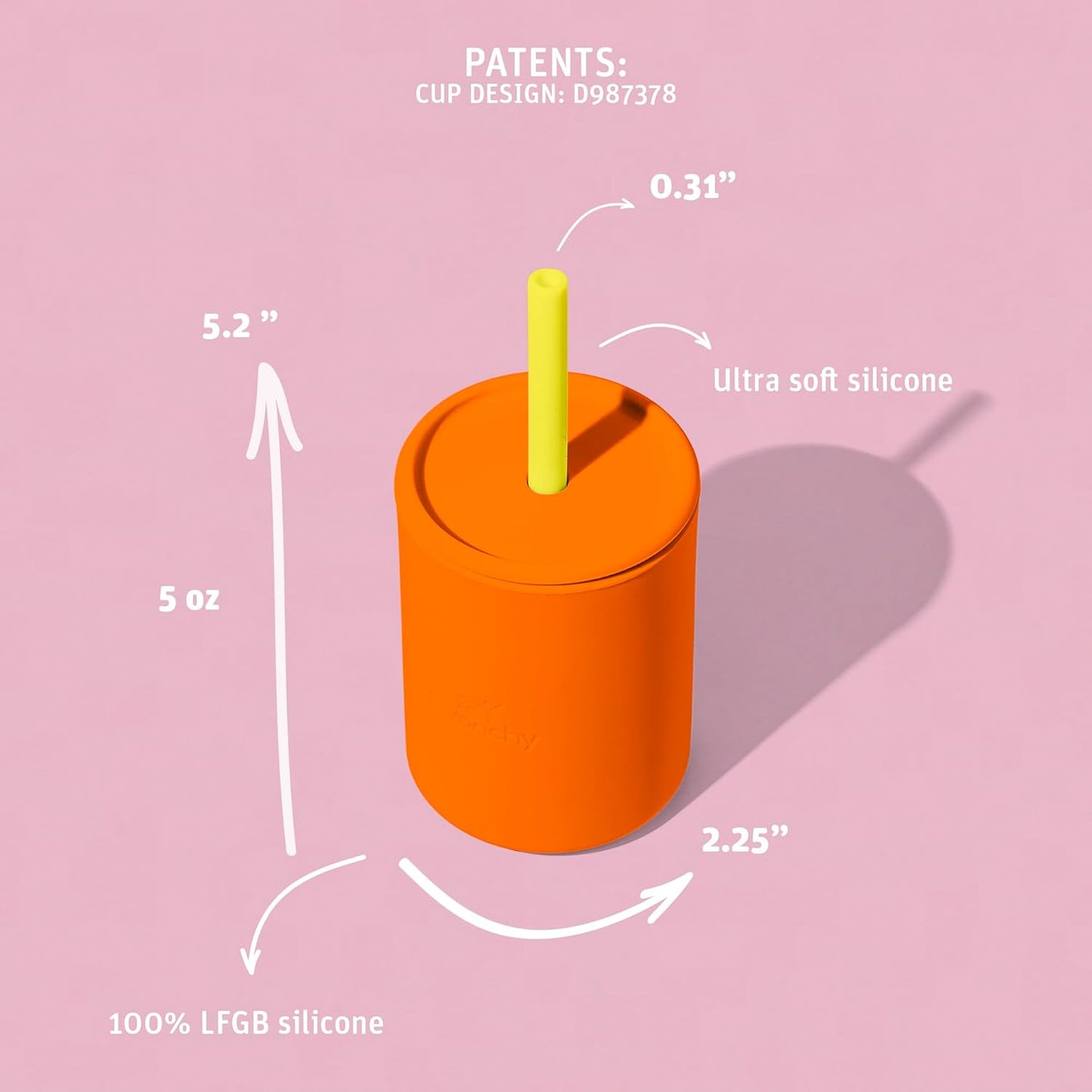 Avanchy Silicone Training Sippy Cup with Straw Lid – Tiny Cup for Babies 6+ Months to Toddlers 1 Year Old – 5 oz Infant Water Cup for Baby Led Weaning, Yellow