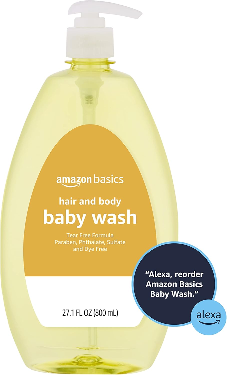 Amazon Basics Tear-Free Baby Hair and Body Wash, 27.1 Fluid Ounce, Lightly Scented, 4-Pack