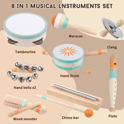 Toddlers Musical Instruments-Baby Montessori Wooden Musical Toys for Toddlers 1-3 Year Old,Kids Percussion Instruments Toy for 1 Year Boy&Girls,Christmas Birthday Gift for 1-3-5+ Year Old