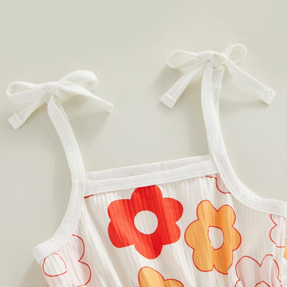 WZTYYDS Toddler Baby Girl Summer Clothes Floral Romper Tie-Up Strap Halter Jumpsuit Infant Summer Sling Playsuit 6M-3T