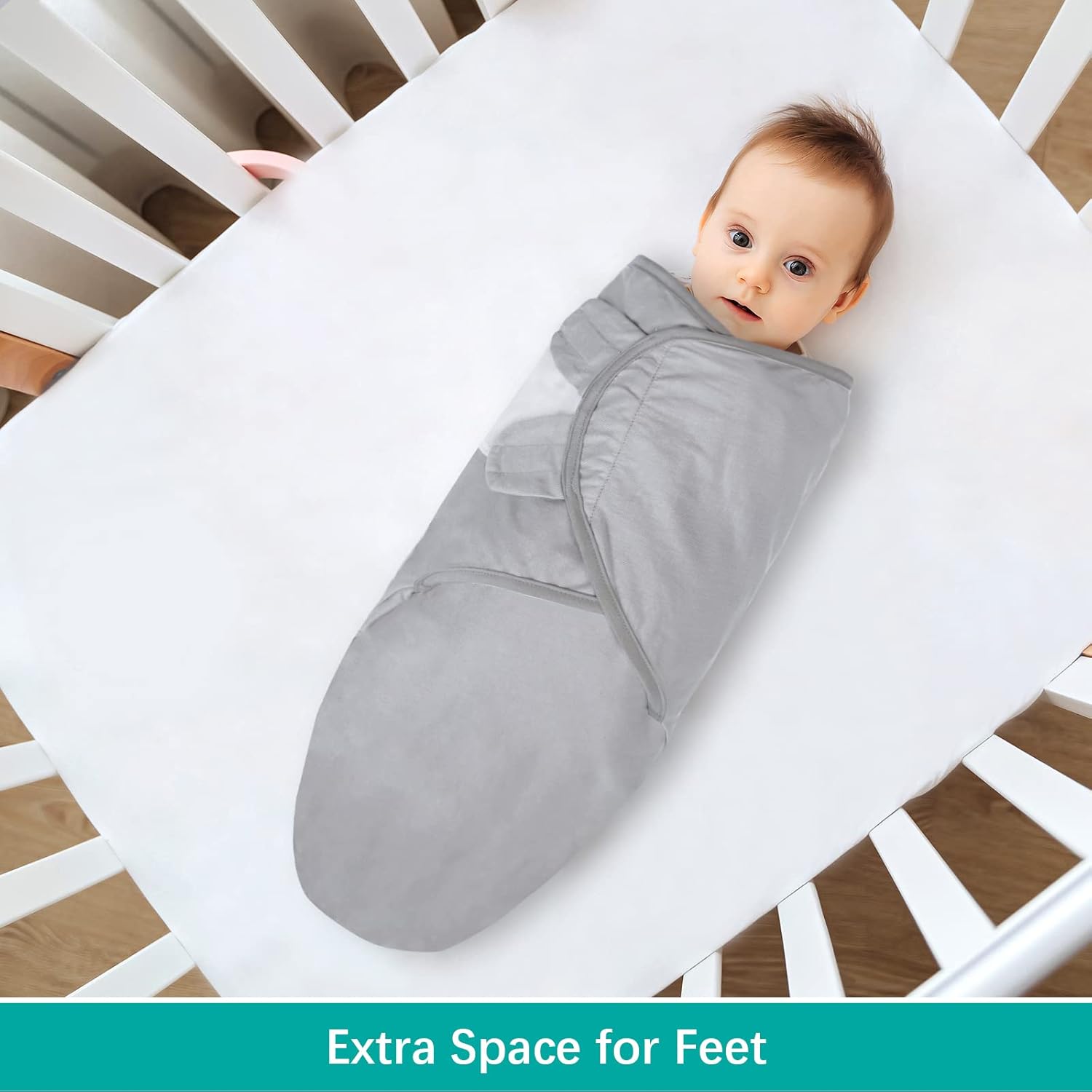 Biloban Baby Swaddle for Boys Girls, 3-6 Months, Cotton Blanket, Newborn Essentials, Grey & White