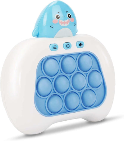 Fast Push Pop Game It Fidget Toys Pro for Kids Adults, Handheld Game Machine, Squeeze Poppet Sensory Electric Quick Push Bubble Toy, Birthday Gifts for Boys Girls Teens （Shark）