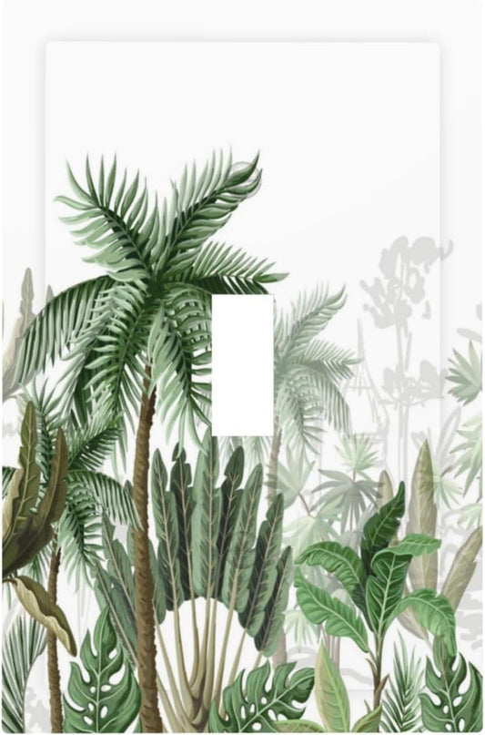 Palm Tree Banana Leaf Green Rainforest Natural Landscape Decorative Light Switch Cover 1 Gang