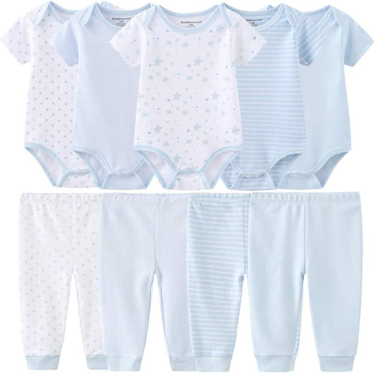 Baby Layette Set Baby Boys' 9-Piece Bodysuits Pants Set Toddler Girl Boy Unisex Baby Gift Sets