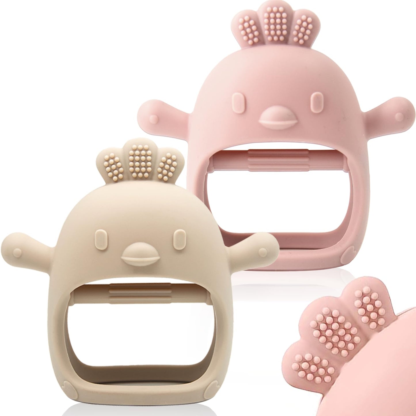 ChooKaChoo 2 Pack Baby Teething Toy Silicone Teething Mitten for Babies Over 3 Months Anti Dropping