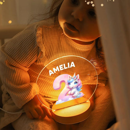 callie Acrylic Night Light Name Plate Personalized, Custom Cute Dinosaur Car with Wooden Base Bedroom Decor, Birthday Gifts Kid Gifts for Family (Cute Cartoon)