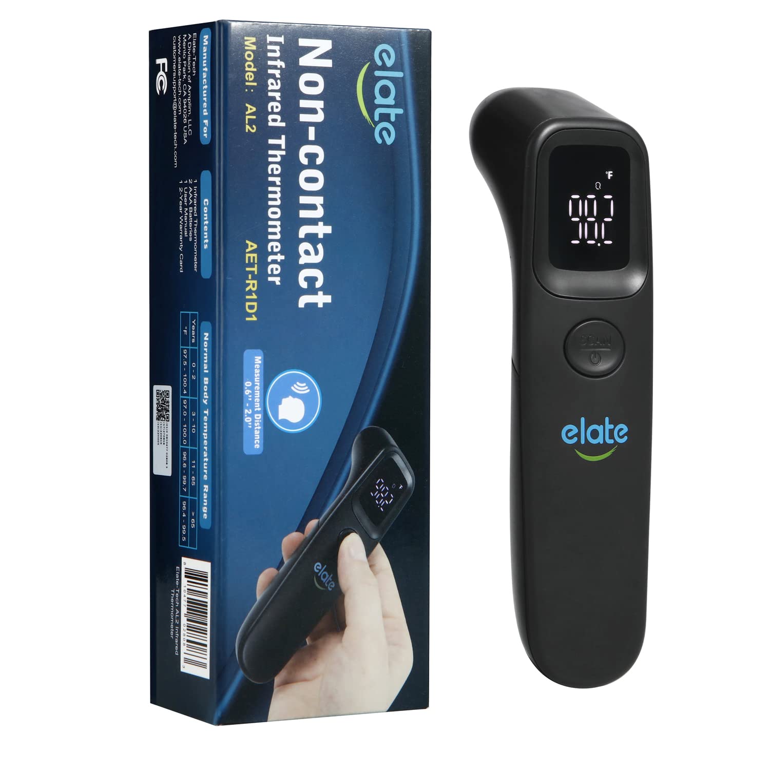 Elate Non-Contact Forehead Thermometer for Adults and Kids, No-Touch Digital Baby Thermometer for