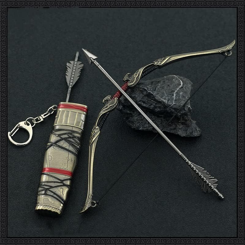 Superbuybox God of War Ragnarök Atreus Talon Bow and Arrow in Quiver Action Figures Game Toys Collection Keychain Gift Desk Decoration Backpack Pendant Gift