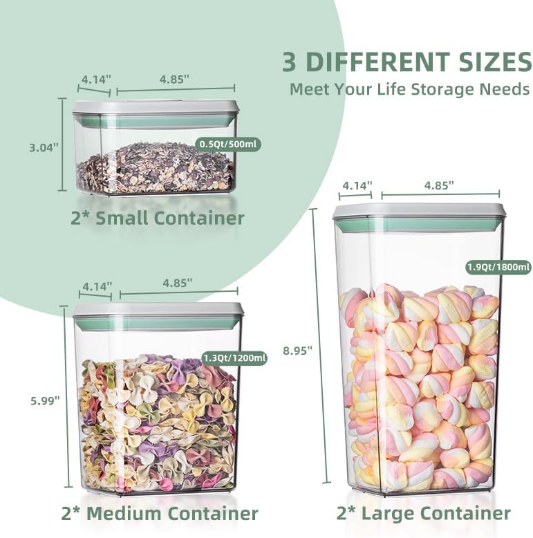 Ankou Airtight Food Storage Container Sets with Lids 6Pcs Pop Containers for Kitchen Pantry