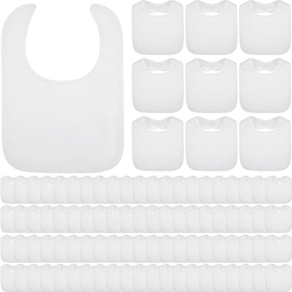 Toulite 80 Pcs White Bibs for Baby Washable Reusable Waterproof Cotton Feeder Bibs with Double Sided Design