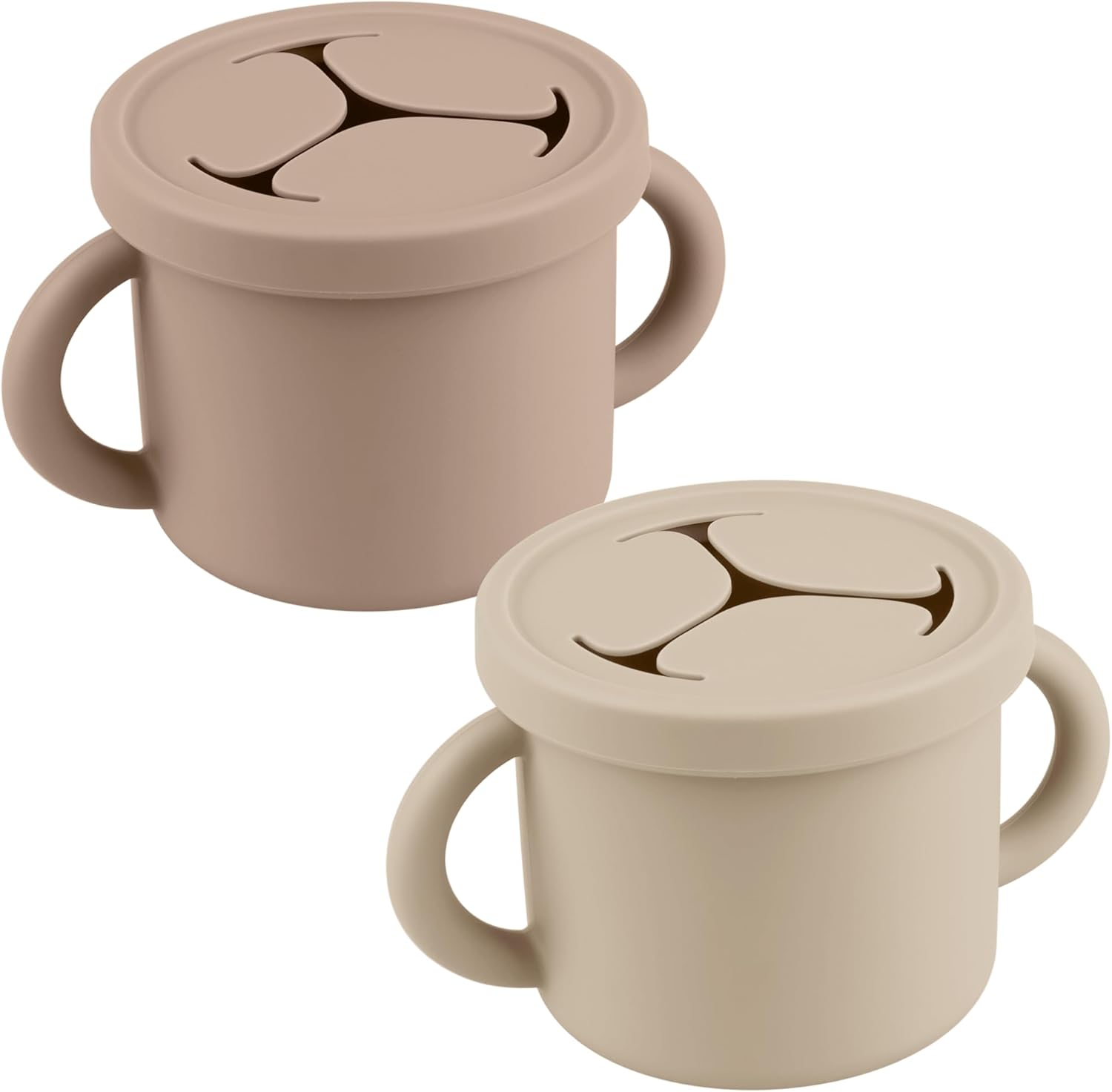 Snack Containers for Toddlers, Kids - 2 Pack Food Grade Silicone Snack Cups with Grip Handle
