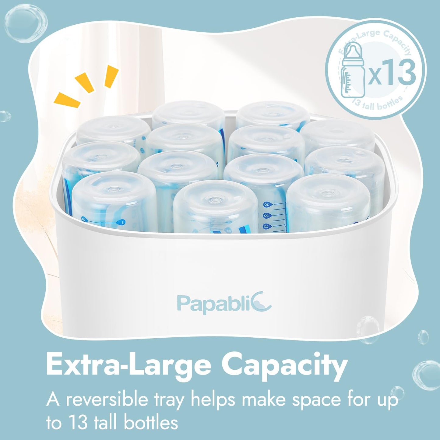 Papablic Bottle Sterilizer and Dryer Pro Max, 13 Bottles Extra-Large Capacity for Big Family