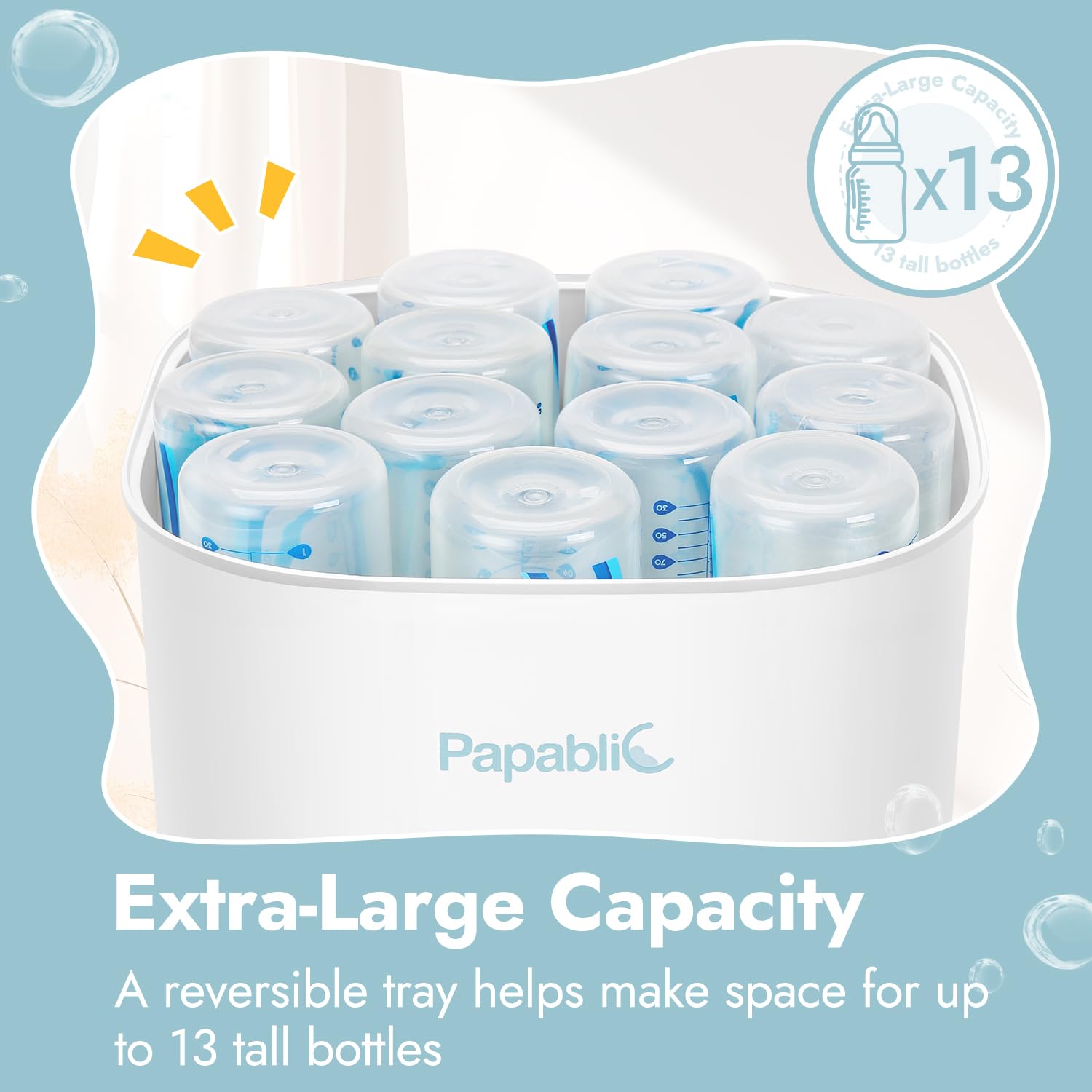 Papablic Bottle Sterilizer and Dryer Pro Max, 13 Bottles Extra-Large Capacity for Big Family