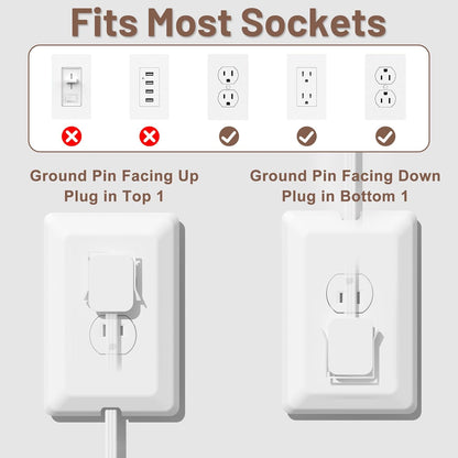 3FT Flat Plug Extension Cord with Outlet Covers Baby Proofing,Ultra Thin Outlet Concealer with Cord Concealer Kit,3 Outlet Power Strip,13A 125V 1625W,Universal Size for Home,Kitchen,ETL Listed,White