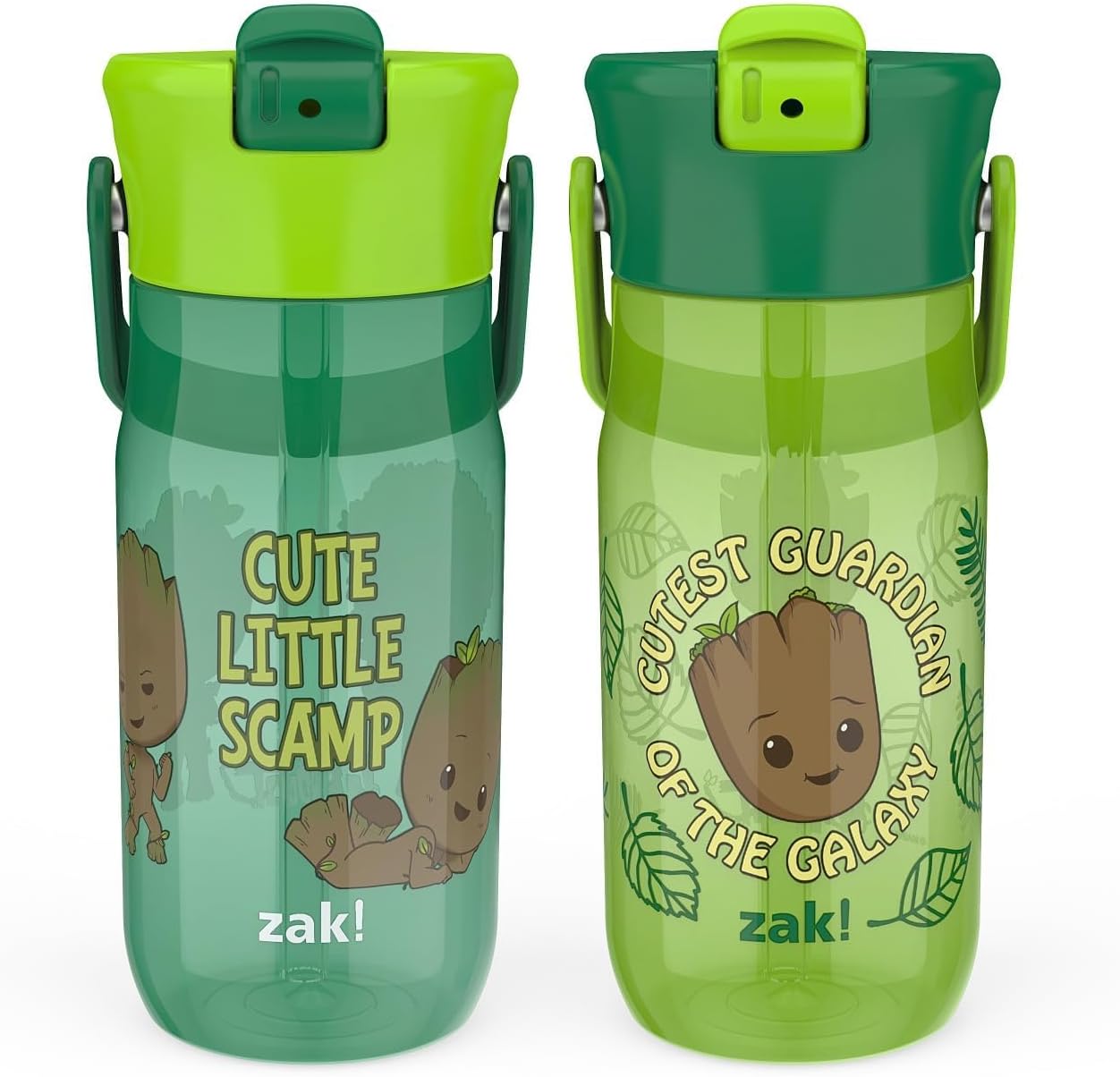 Zak Designs Harmony Marvel Groot Water Bottle for Travel or At Home, 18oz Recycled Plastic is