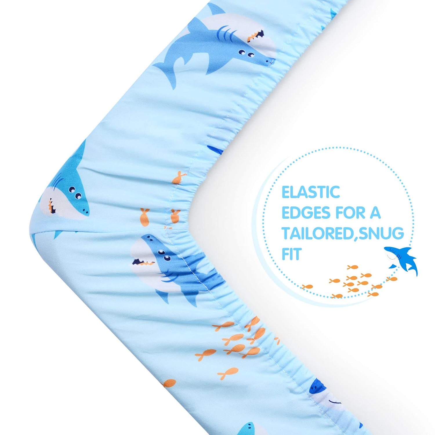 UOMNY Crib Sheet for Baby Boys Shark Fitted Crib Sheets for Standard Crib and Toddler Mattresses