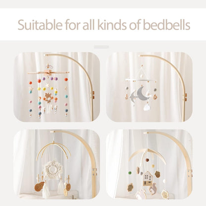 Baby Crib Mobile Arm - Wooden Baby Mobile Crib Holder for Hanging Baby Crib Attachment for Nursery Decor (Curved Structural Arm)