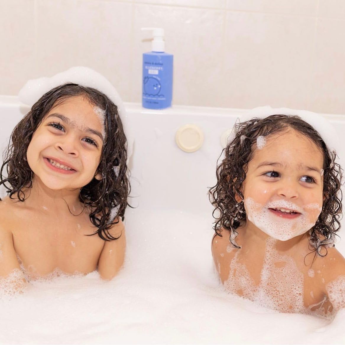 Dabble & Dollop Blueberry Body Wash & Shampoo - 3 in 1 Natural Bubble Bath for Kids, USA-Made