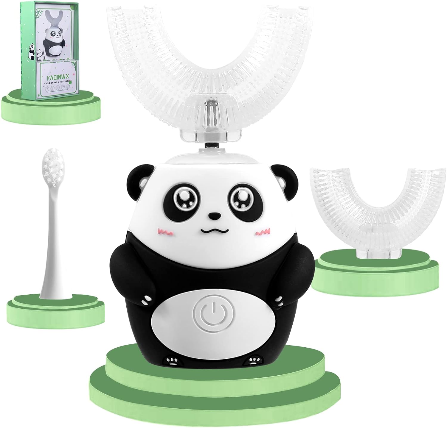 Kids U Shaped Electric Toothbrush for Age 2-12, Rechargeable Toddler Toothbrush with Smart Timer &