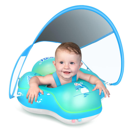 Baby Pool Float with Canopy UPF50+, 5 Point Safety Buckle for 3-36M