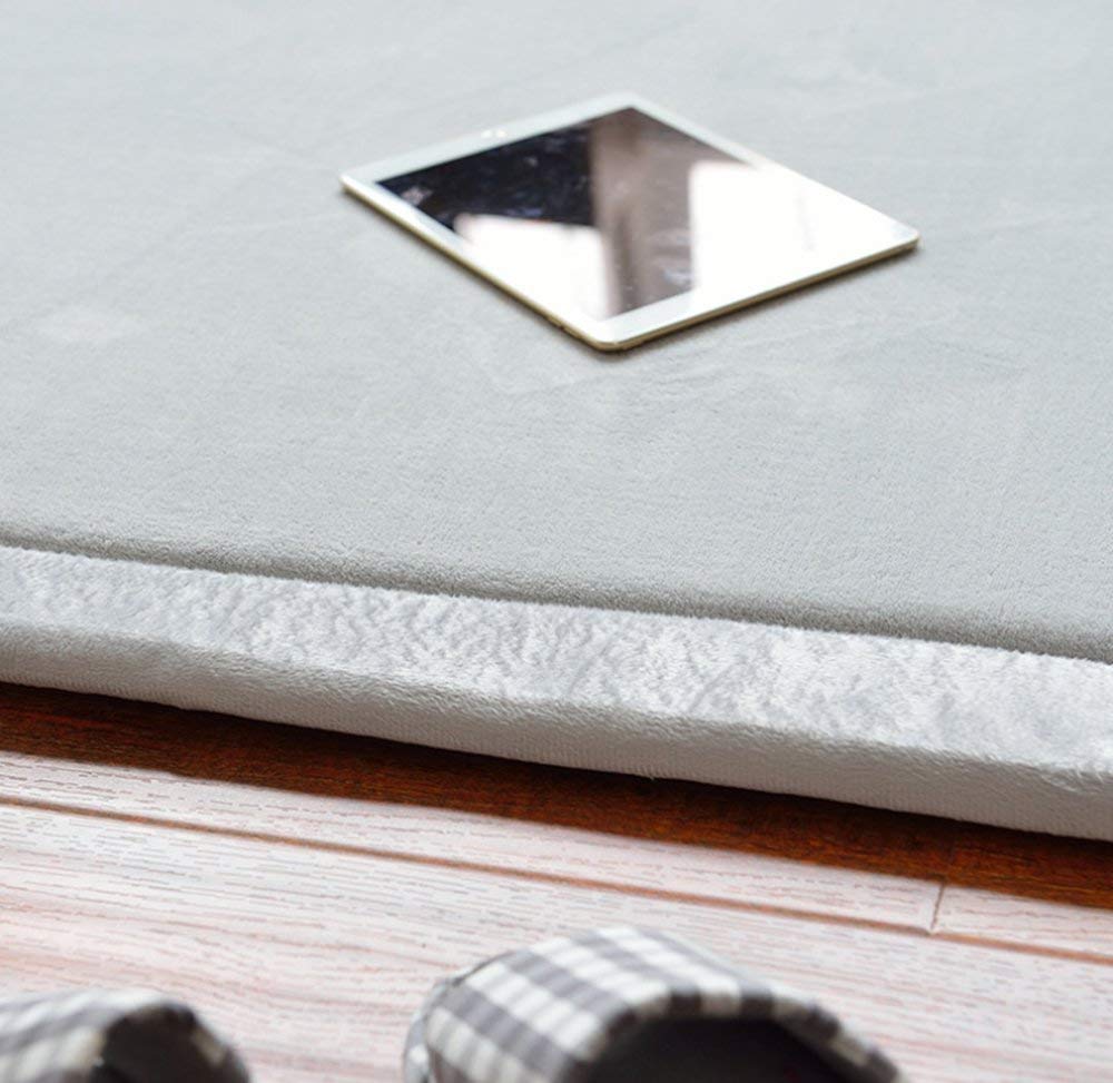 Loartee Coral Velvet Crawling Rug (6.0'x 6'8", Gray) for Toddler Children Play Area Rugs Yoga Mat Exercise Pads Carpet