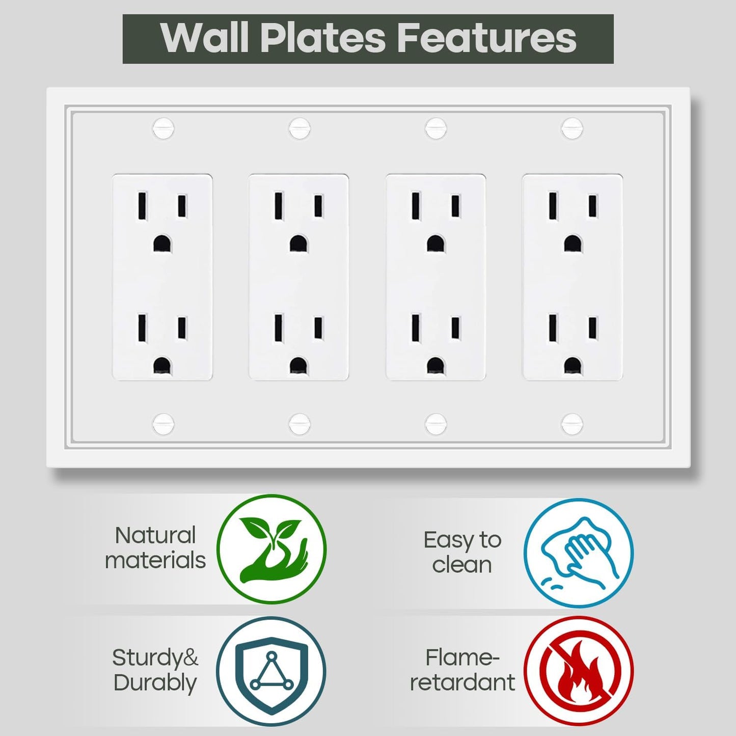 Light Switch Cover Plate White Classic Decorative Switch Plates Cover Bamboo Fiber Wall Plate Cover