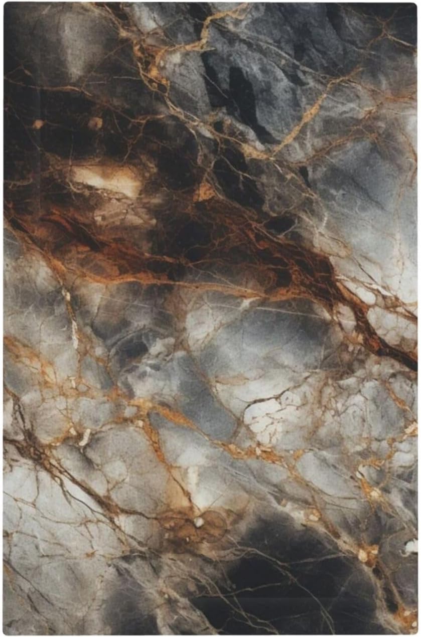 Brown Marble Granite Golden Lines Print Light Switch Cover Plate 1 Gang No Device Blank Electrical Wall Plates Faceplate Decorative Switch Plate for Bathroom Kitchen Decor