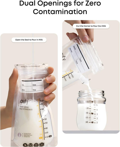eufy Breast Milk Storage Bag with Temperature Sensing Color Change, Milk Storing Bags for