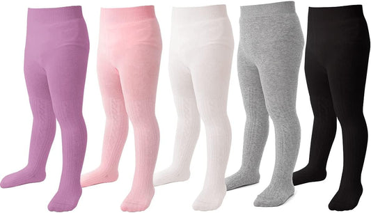 Marchare Baby Girls Tights Thick Solid Cable Knit Leggings Winter Warm Stockings For Toddler Girls