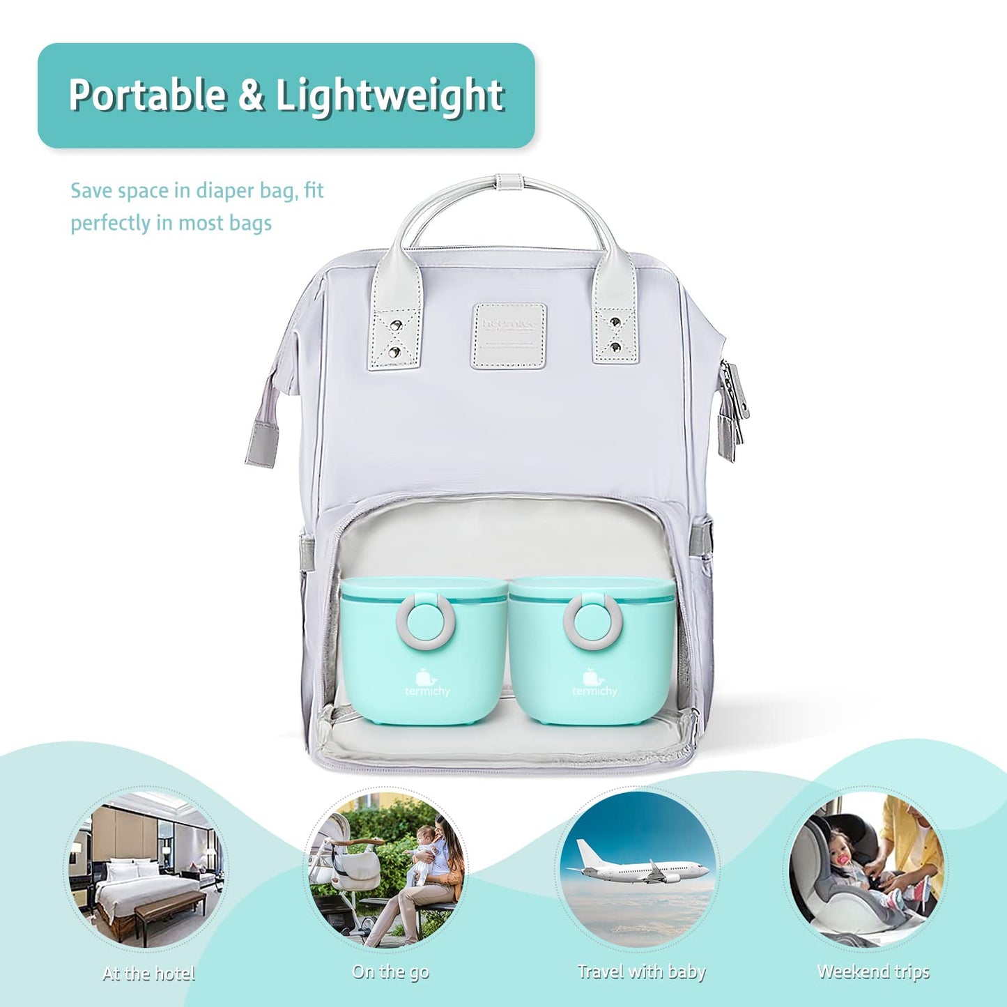 Termichy Baby Formula Dispenser, Portable Milk Powder Dispenser Container with Carry Handle and