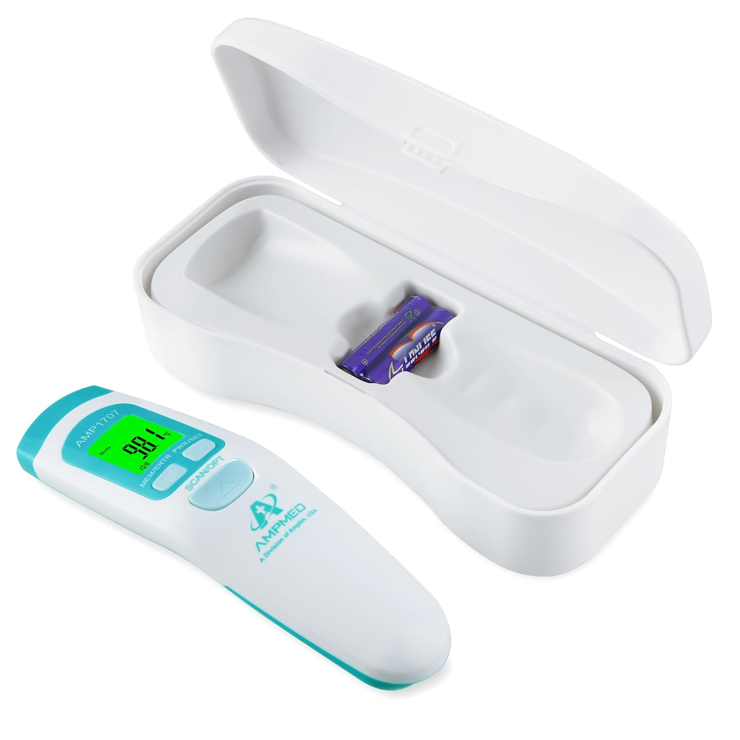 Amplim Non-Contact Forehead Thermometer & Case for Adults, Kids, Baby, FDA Cleared, Medical Grade