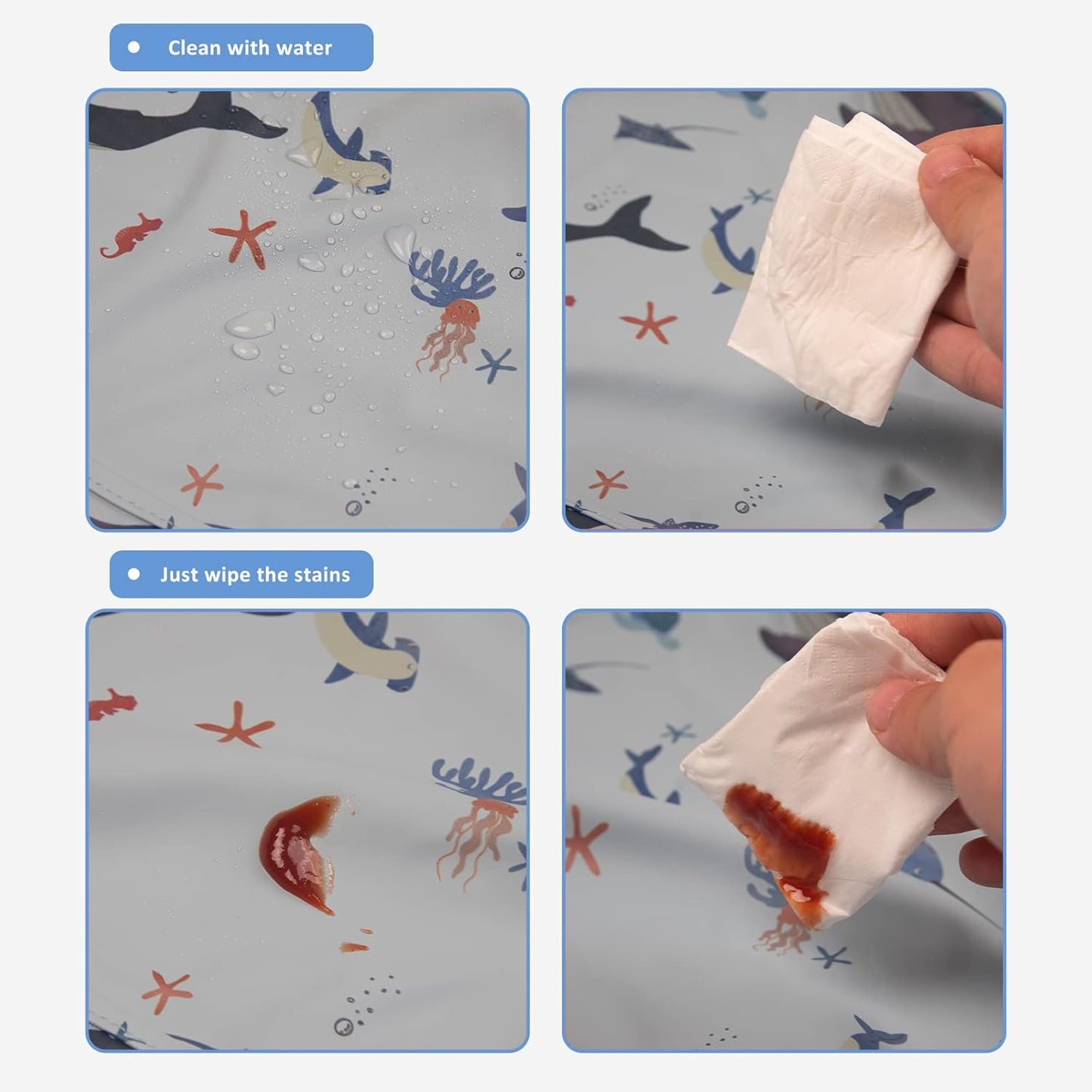 Long Sleeve Baby Bibs for Toddlers, Waterproof, Boys Girls Smock with Food Catcher Pocket for Feeding, Eating