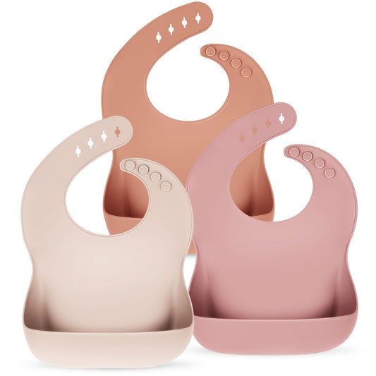 Eascrozn Silicone Bibs for Babies Toddler Set of 3, BPA Free