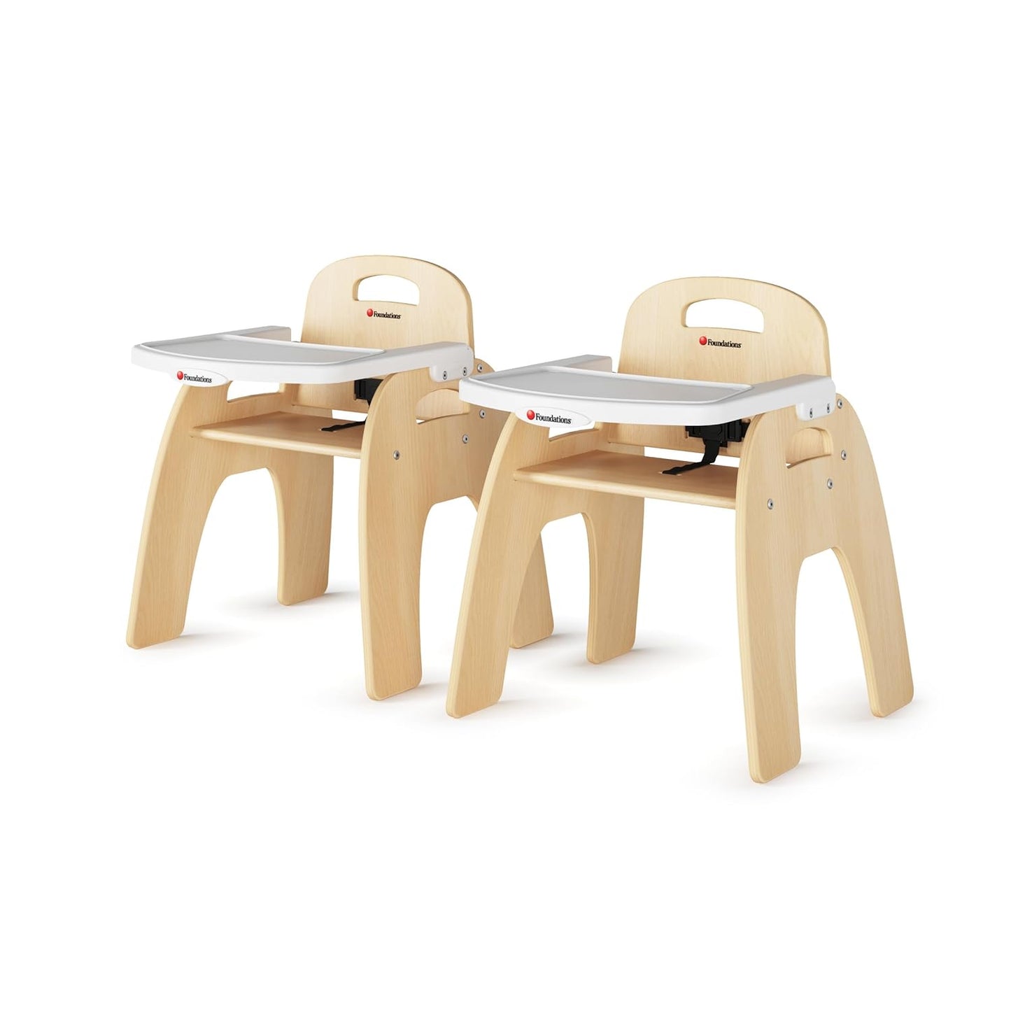 Foundations Easy Serve Low Wood Feeding Chairs Multipack, Adjustable Harness, Removable Dishwasher